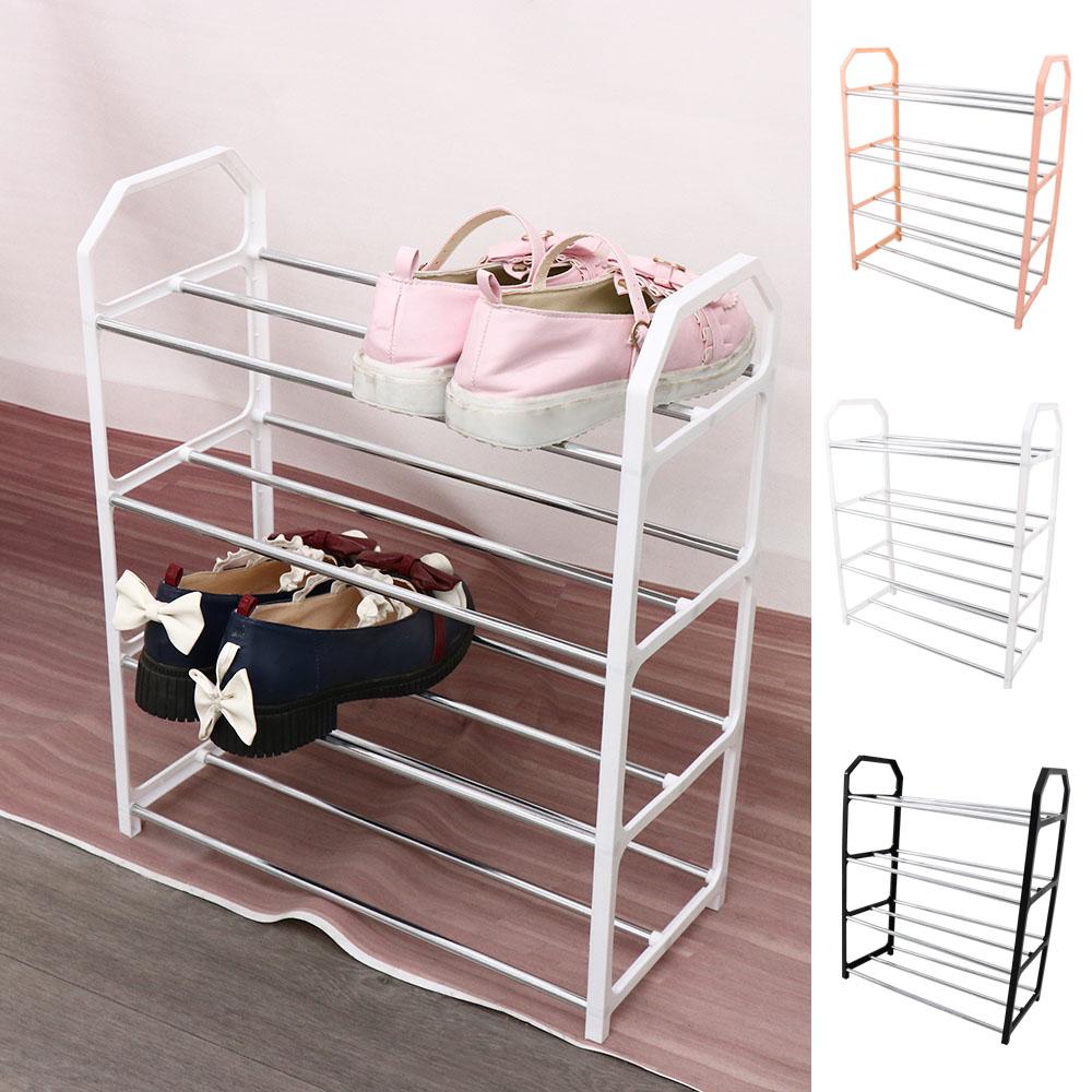 Black Assembly Shoe Rack Plastic Assembly Shoecase Practical 4 Tiers Shoe Cabinet  Students