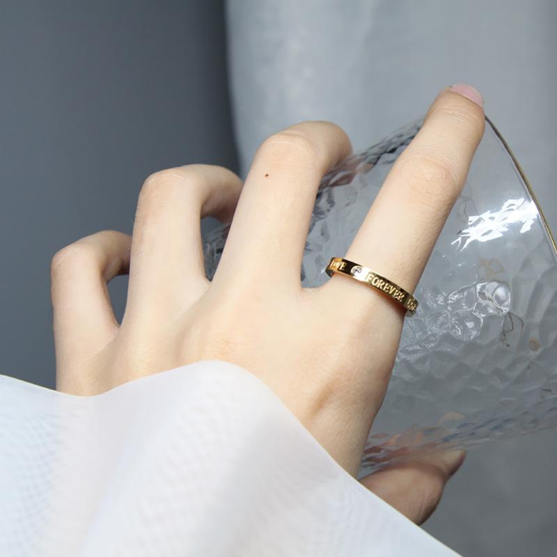 Japanese and Korean Simple Rings for Women, English Titanium Steel Couple Rings, Fashionable And