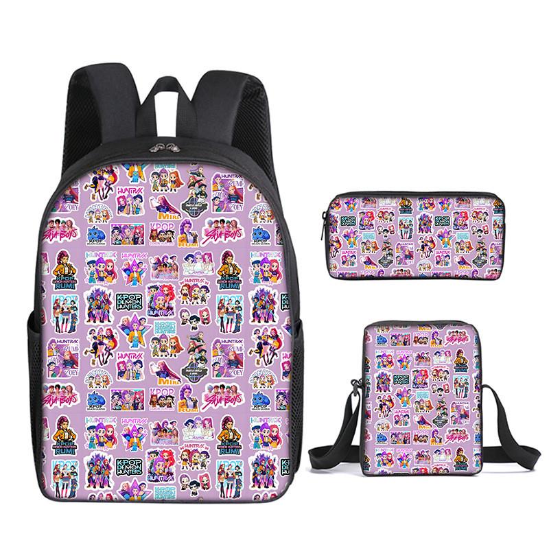 Kpop Demon Hunters School Backpack Set With Oxford Fabric And Air Cushion Straps For Students