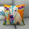 Cow-Themed Color Oil Painting Digital Printing Short Plush Pillow Covers For Car Sofa Office Cushion Cover Home Goods