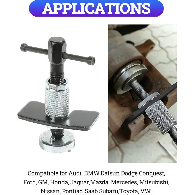 Zlirfy Brake Caliper Piston Rewind Tool,Car Accessories Car Rear Brake Pad Wind Back Tool For Disk Brake Pad,Right Handle Set Brake Caliper Wind Back