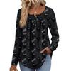 Dame Langermet Tunika Løse Topper Casual Oversized Topper Plissert Tunika Knapper Ned Casual Dame Print Topper