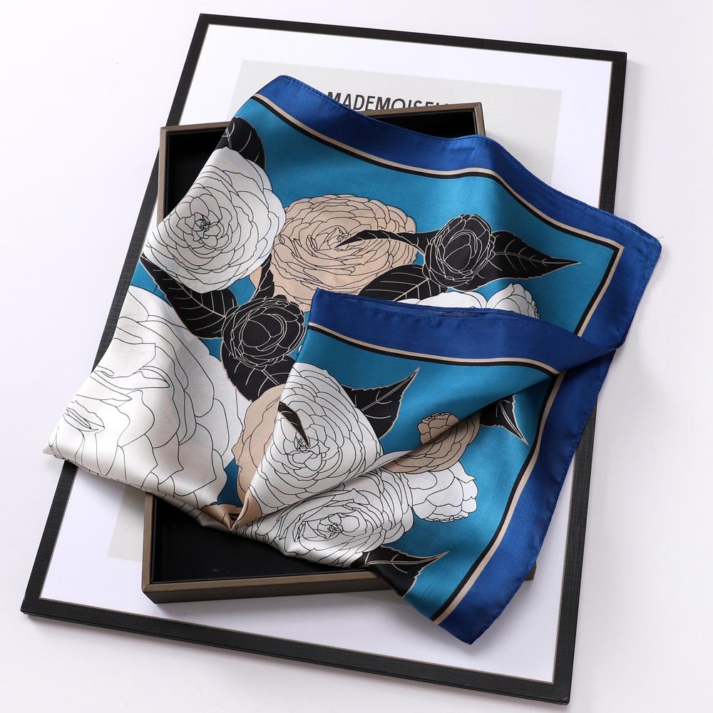 Small Scarves With Spring And Autumn Prints  New Simulation Silk Square Scarves For Women's Fashion High-end Scarves Versatile Small Scarves