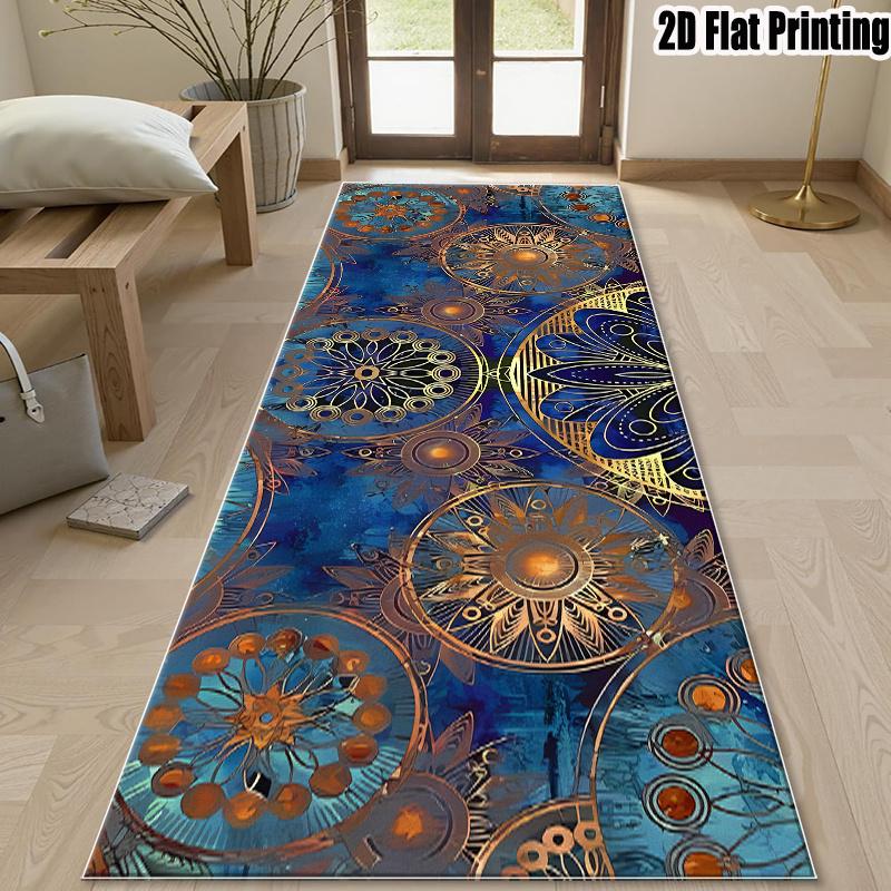 Colorful Mandala Geometric Bohemian Runner Rug for Entryway Vibrant Pattern Carpet Floor Mat Style