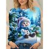 Women's Christmas Snowman Full Body Print Long Sleeve T-Shirt Top with Snowman Casual Winter Wear