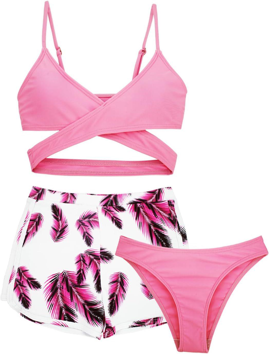 

Детские купальники «Маленькая принцесса»: Раздельный кроп-топ бикини для детей и подростков 8-9 Years розовый