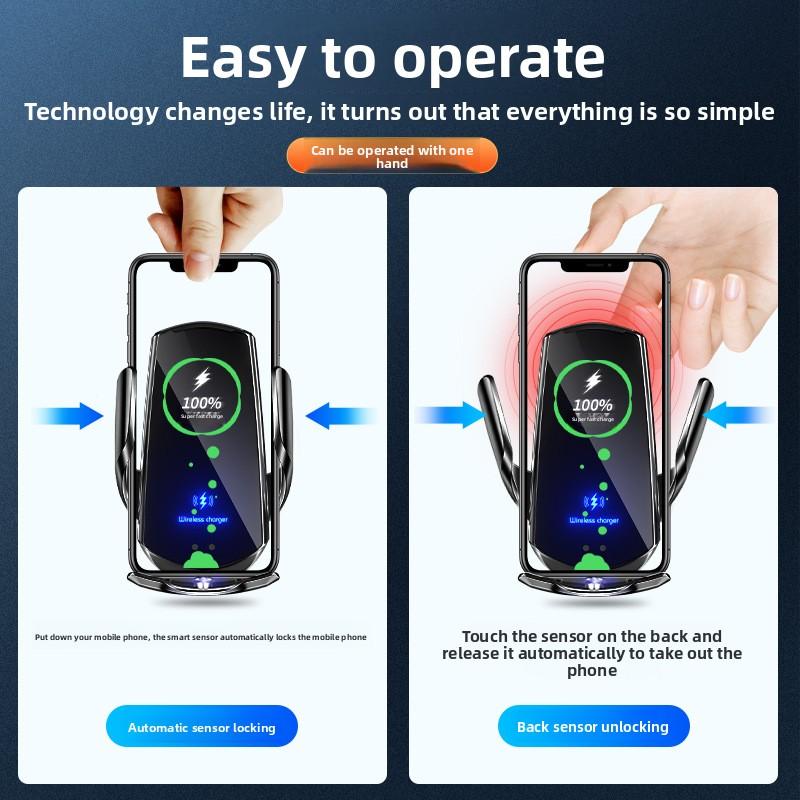 Car Wireless Charging Mobile Phone Holder Induction Opening and Closing Car Navigation Car Holder Wireless Charging 15W