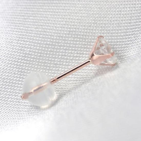 10K Pink Gold 4mm Stud Earrings with June Birthstone Blue Moonstone (Pair)