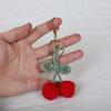 Stylish Crocheted Cherry Keychain Handmade Plush Fruit Pendant for Women Wallet Multifunctional Backpack Accessory