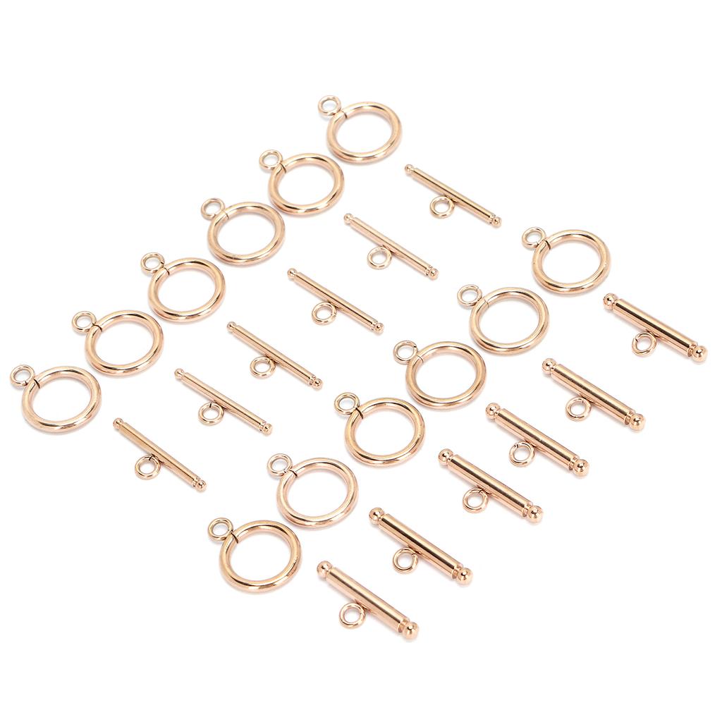 Okrągłe zapięcia przełączane ze stali nierdzewnej Zapięcia T-bar do naszyjnika DIY Biżuteria Różowe złoto