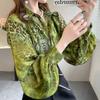 Spring Autumn Embroidery Long Lantern Sleeve Shirt Women Elegant Fashion All-match Blouse Female Buttons Top