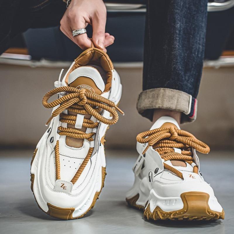 Fashion Shoes for Men Fashion Leather Thick Sole Sneaker Leisure Sports Running Men Shoes Outdoor Hiking Climbing Shoe Zapatillas Hombre