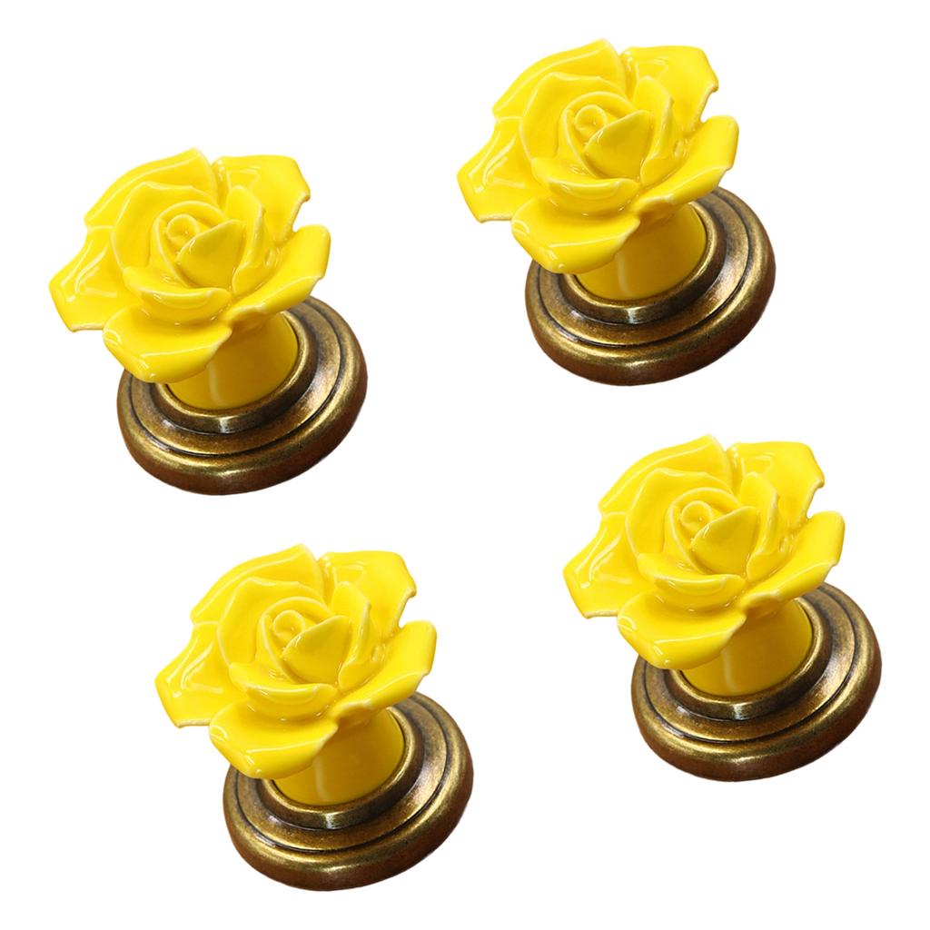 4 Stück Elegante Florale Keramik Schrankknöpfe mit Zinklegierungsschrauben für Möbel Kleiderschrank Kommode Schubladengriffe Verwendung