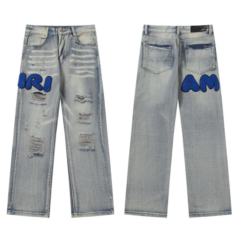 AmiriCH Washed Distressed Denim Jeans With