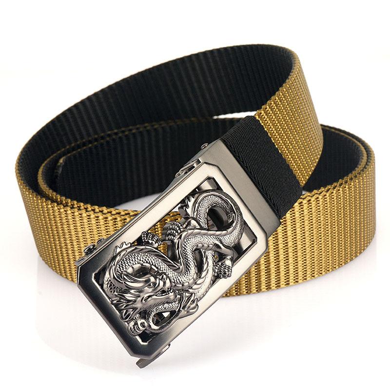 Nowy męski pasek dojazdowy z automatyczną klamrą nylonową, uniwersalny, dwuwarstwowy, gruby pasek do użytku na świeżym powietrzu