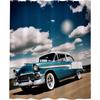 Cool Retro Car Shower Curtain Vintage Antique Car Sunset Cloudy Theme Fabric for Men Boys Bathroom Decor Sets with Hooks Waterproof Washable 72 x 72
