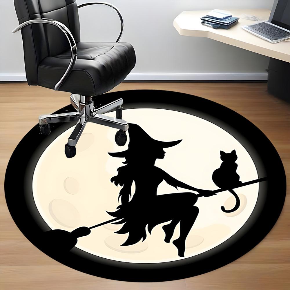 1PC Witch Moon Office Round Area Rug, Mat Suitable For Office, Under Office Chairs Bedroom Living Room Home Decor, Room Deco