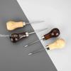 1pc Awl Pricker Hole Maker Cone Punch Sewing Stitching Leather Craft Shoemaking Tool Wooden Handle Drilling with Hook Stabber