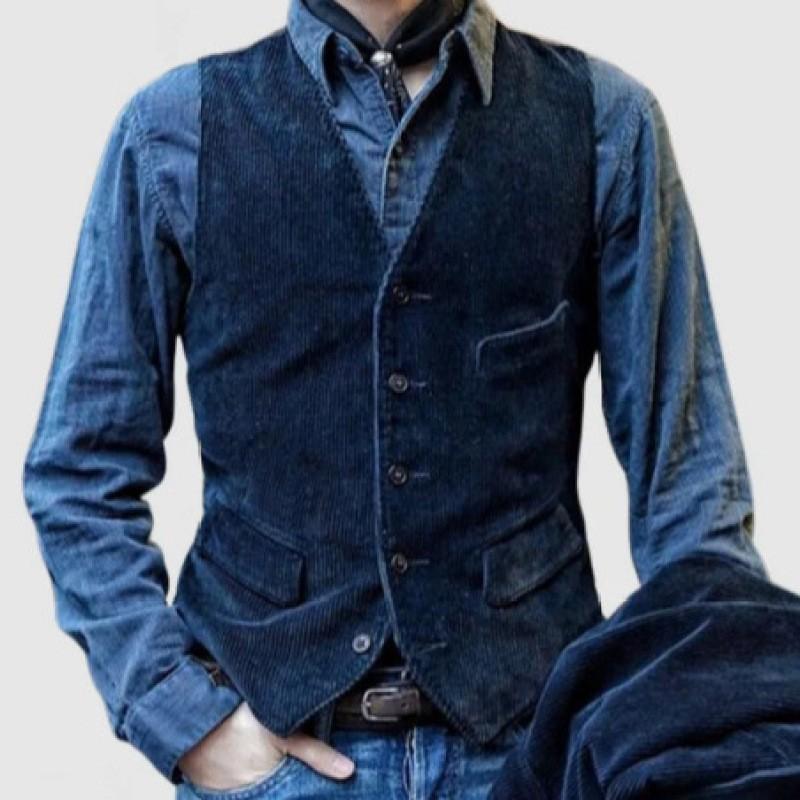 European And American Style Men's Suit Jacket Corduroy Casual Urban Commuter Simple Solid Color Vest Jacket