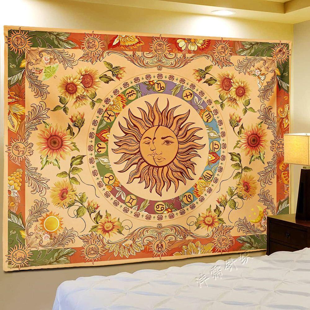 Sun and Moon Sun Tapestry Psychedelic Wall Rug Mysterious Wall Hanging Blanket  Home Decor