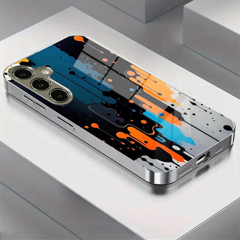 Vergoldete gehärtete Glas-Handyhülle, kompatibel Galaxy S26 S25 S24 S23 S22 Ultra Plus. Mit Graffiti-Design.