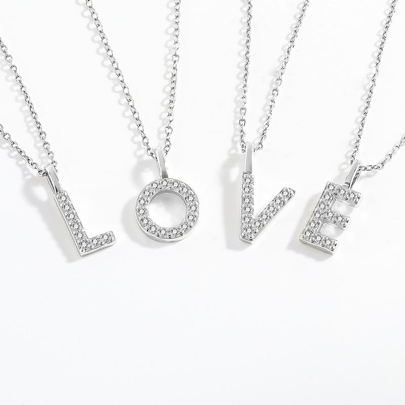 925 Silver Gold Small 26 Letters A- Z Zircon CZ Pendant Monogram Necklace Me Initial Alphabet M A Jewelry