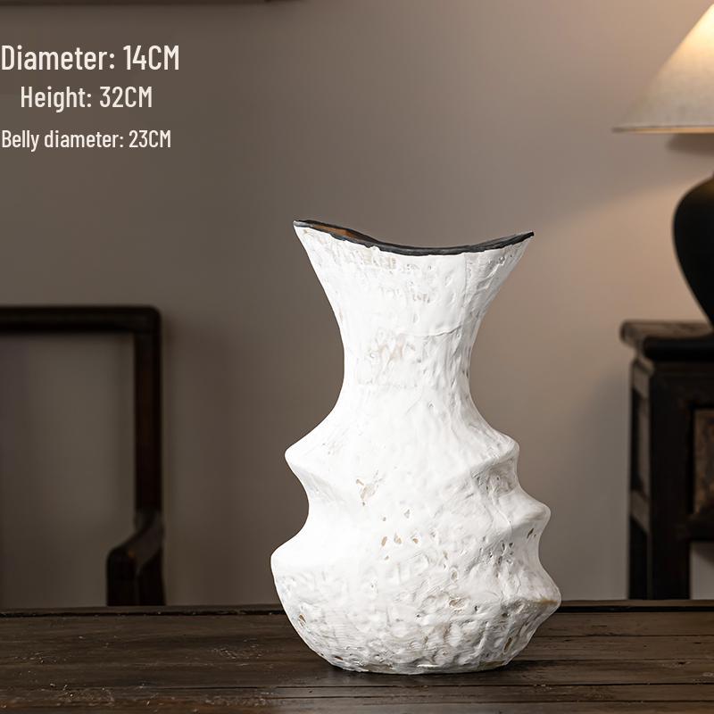 Handmade Retro Distressed Ceramic Vase - Large Coarse Pottery Jar for Flower Arrangements In Bed and Breakfast Hotel