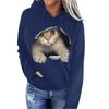 Spring And Autumn Popular European And American Women Animal Cat Pattern Hooded Sweater Fashion Trend Sweater