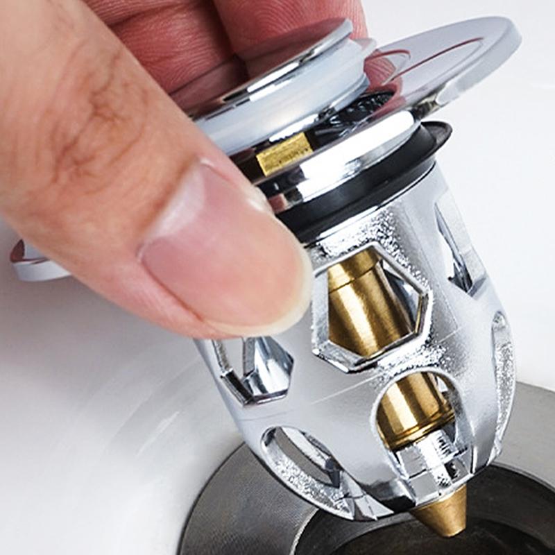 Universal Stainless Steel Basin Bounce Core Basin Drain Filter Hair Catcher Sink Strainer Bathtub Stopper Bathroom Tool