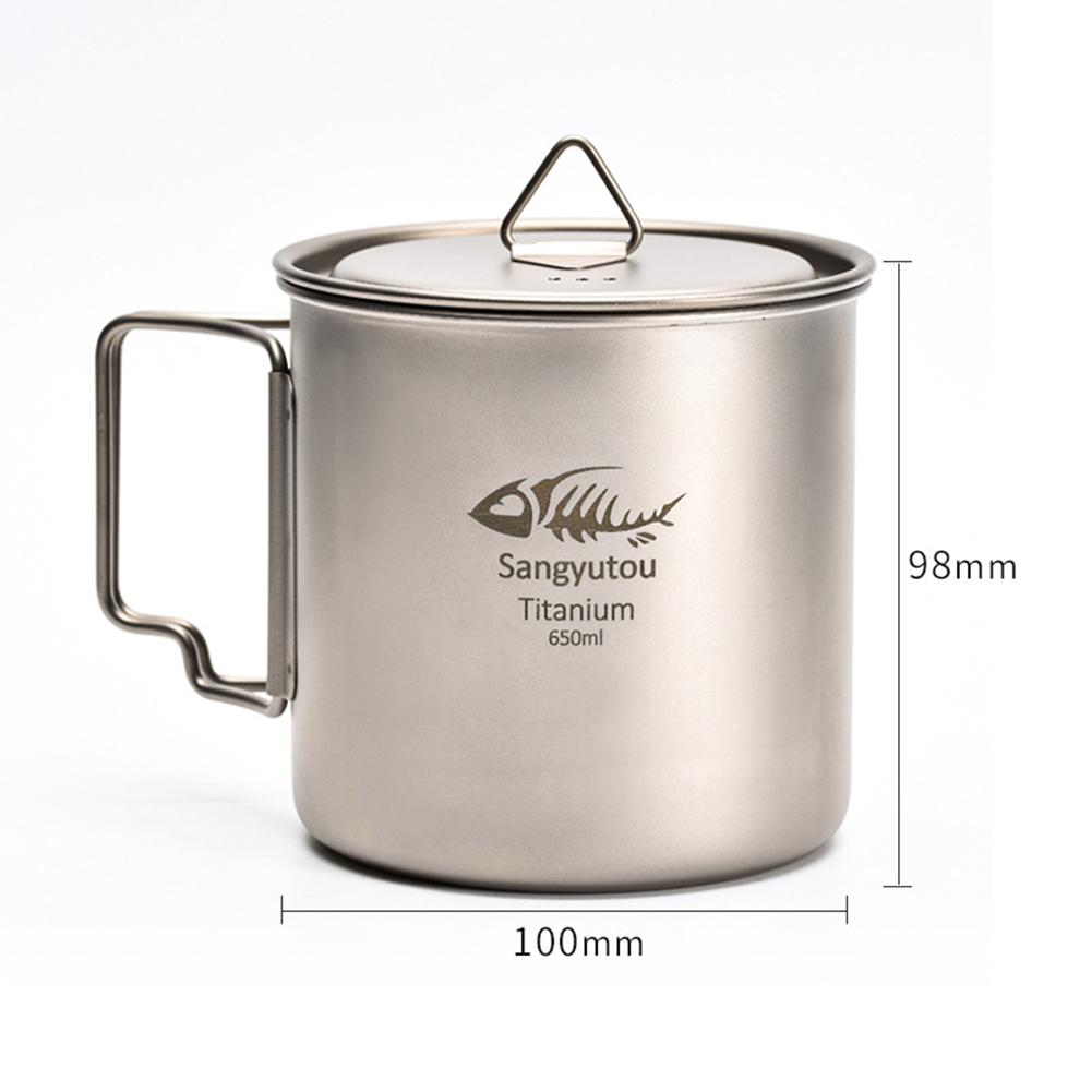 450/550/650ml/750ml Portable Outdoor Water Cup Ultralight Large-capacity Single-layer Pure Titanium Camping Mug