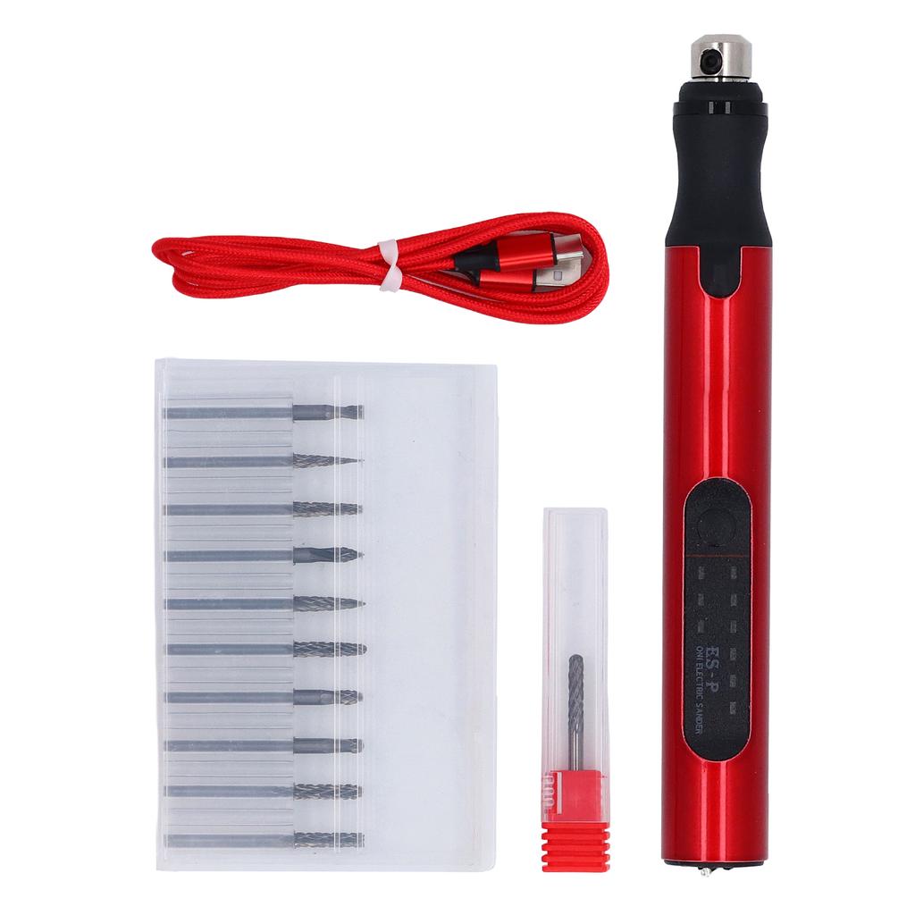 Electric Sanding Pen Kit, Portable USB Quick Charging Sanding Pen with 11pcs Sanding Heads for