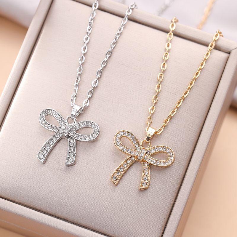

Butterfly Bow Choker Necklace with Diamond, Fashion Valentine s Day Gift Necklace Pendant