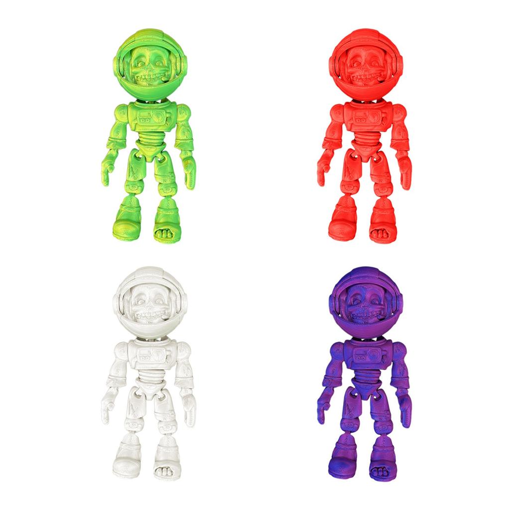 3D Printed Astronaut Skeleton Articulating Toy Figure Tris Color