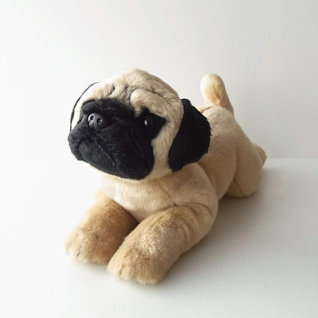 Ninian und Kino Plüsch Realistisch Liegend Ungefähr 40cm Lang Hund, Welpe, (Mops, Rehfarben)