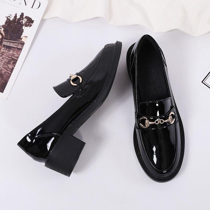 British style velvet small leather shoes women's 2025 spring and autumn new professional work women's shoes mid-heel heightened black loafers