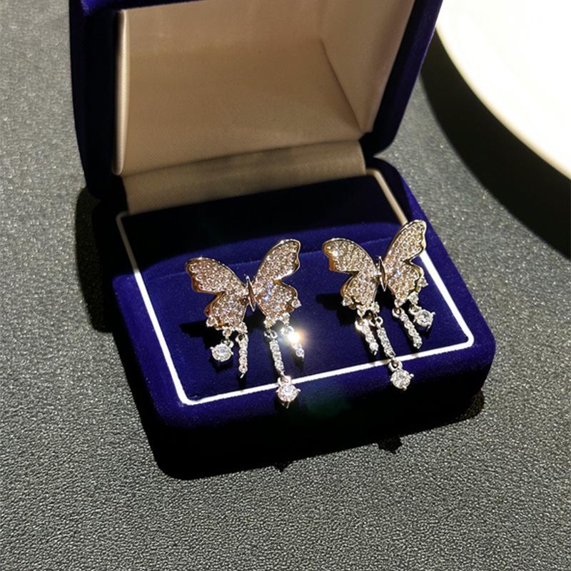Super Shiny Zirconia Butterfly Tassel Ear Cuffs: Exquisite, Personalized, Versatile Earrings for Women