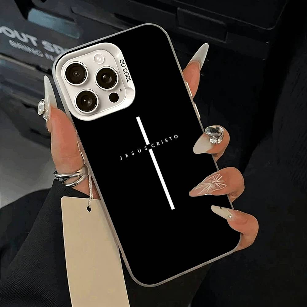 G-God Jesus Cross Phone Case For IPhone 17 Air 16 15 14 13 12 11 Pro Max White Sliver Hard Cover
