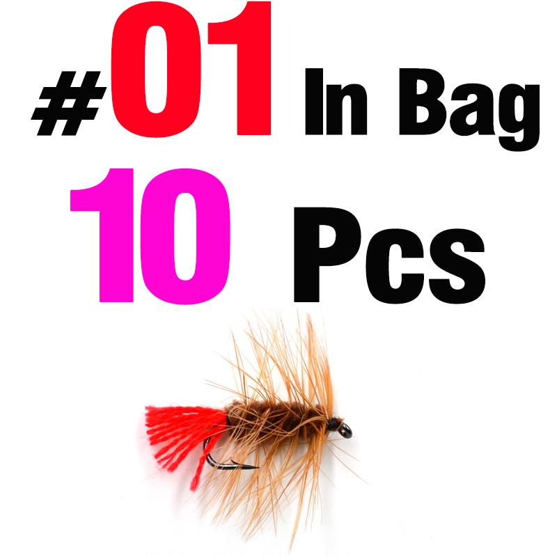 MNFT 10Pcs Various Dry Fly Fishing Lure Trout Salmon Dry Flies Fish Hook Size #6 #10 #12 Nymph Mosquito Lures Fishing Tackle