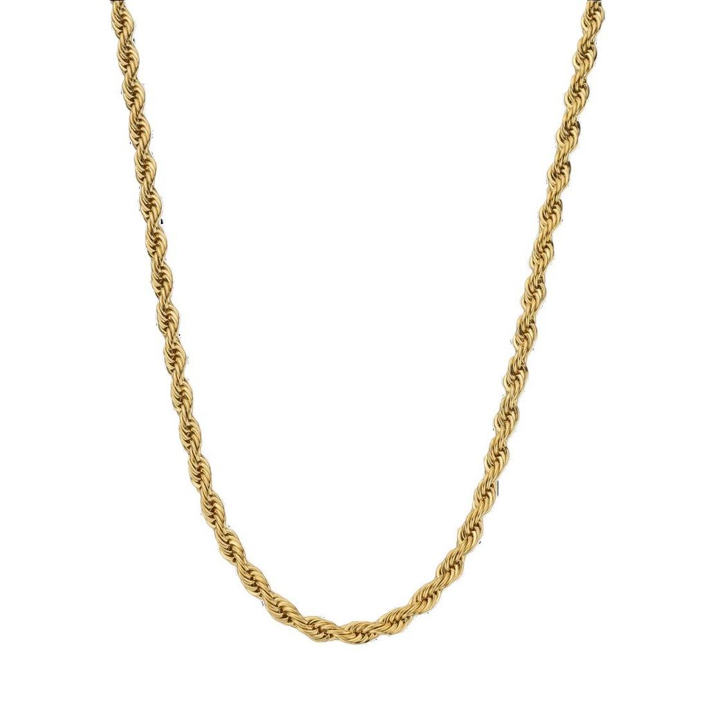 European American Stainless Steel Fried Dough Twists Chain Necklace Jewelry for Men and Women 18K Gold Titanium Steel Necklace