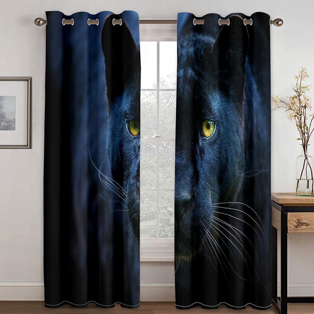 The King of Beasts The King of the Forest Tiger Lion Leopard Curtain, a Set of Two Pieces, Home Bedroom Living Room Curtain