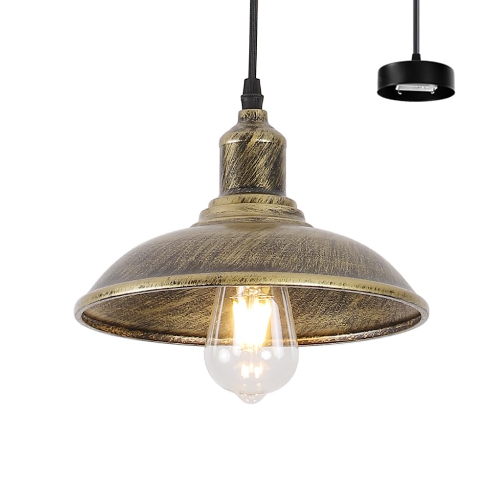 

Herischen Antique Retro Pendant Light, Single Light, Hand-Painted Retro Brass, Dining Light, Interior Lighting, E26 Base, Living Room, Dining Table,