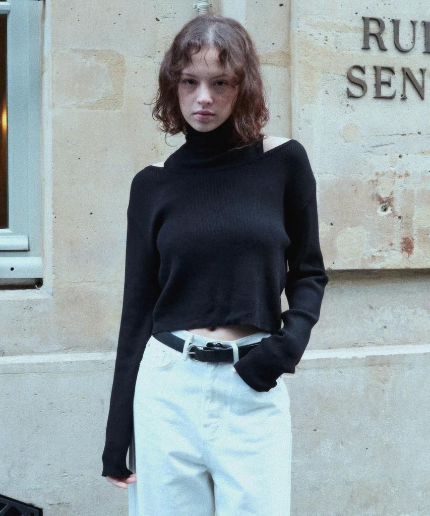 LETTER FROM MOON French Layered Knit Set (Black)