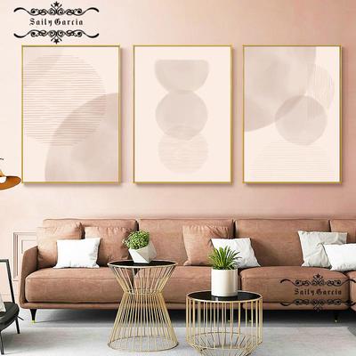 Abstract Circle Line Poster Modern Mid Century Canvas Painting Boho Geometric Wall Art Print Picture for Living Room Home Decor