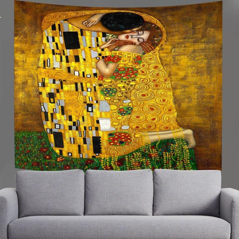 Tapestry  The Lover s Kiss  by Gustav Klimt 75x100 чёрный