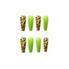 Artificial Nails Leopard Print Fluorescent Green Long Ballet Nails Fake Nail Patches Manicure Patches