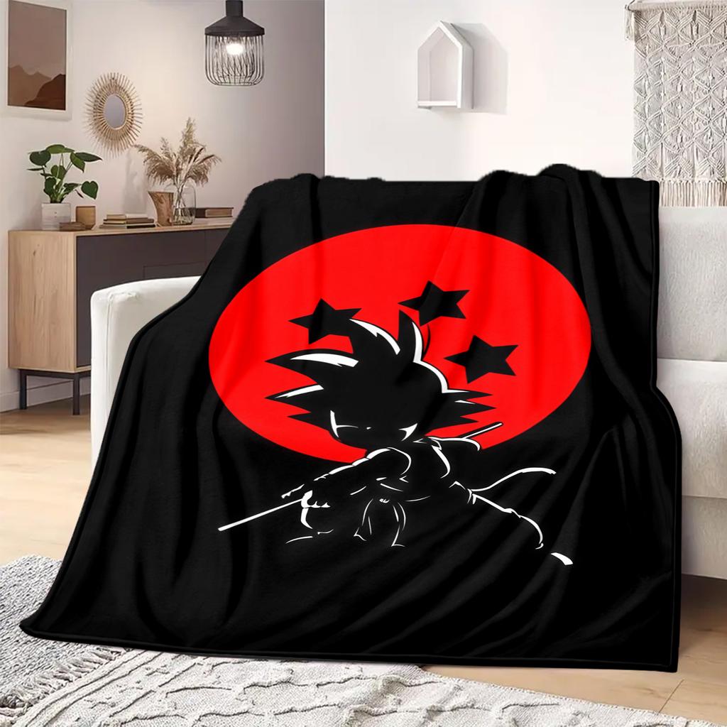 Cute Cartoon Son Goku Print Blanket Warm Comfortable Flannel Blanket Suitable for Bedrooms,Sofas, Beds, Chairs,Travel -QIAO6