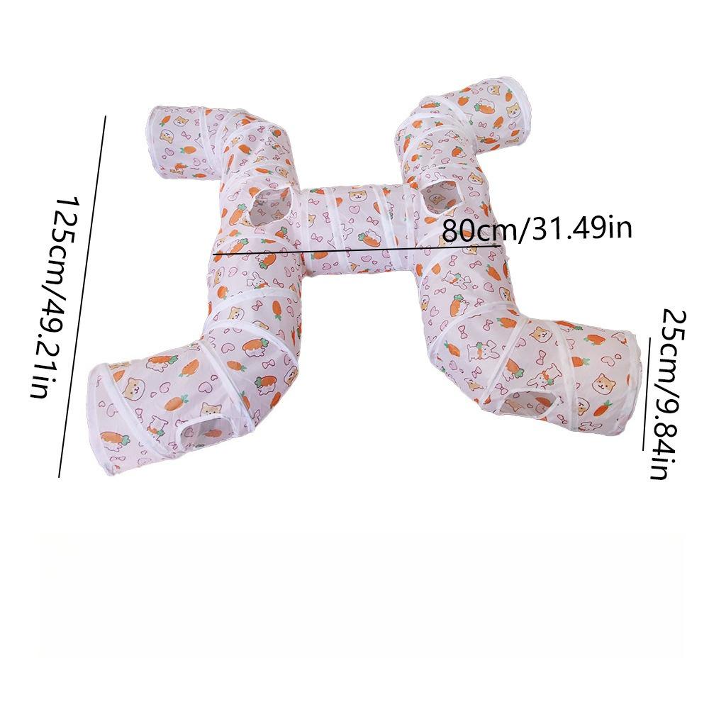 Carrot Print Cat Tunnel Multi-Shape Foldable & Easy Storage Cat Toy Tunnel for Play & Hideaway Pet Tube Self-Entertaining Play