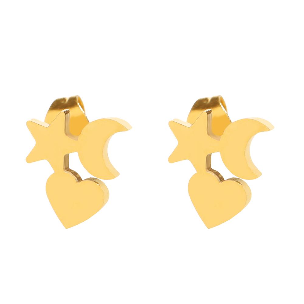 

Серьги из нержавеющей стали, серьги-гвоздики с луной, звездой и сердцем, корейские модные новые популярные серьги для женщин, ювелирные изделия, подарки лучшему другу