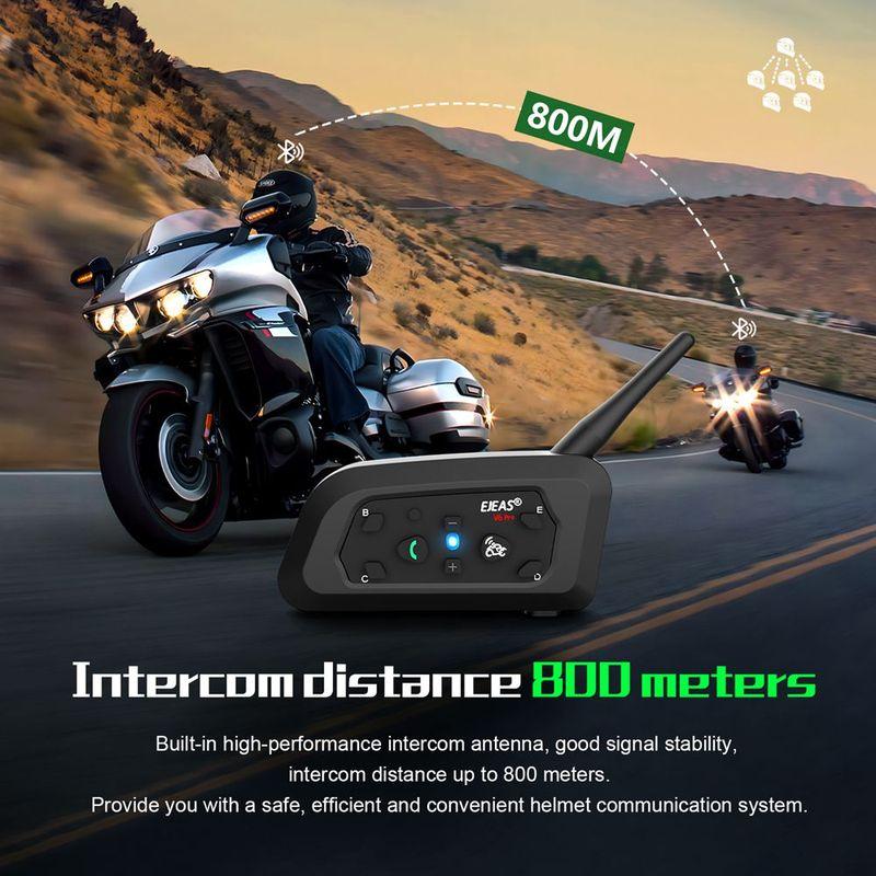 EJEAS V6 PRO+/ Plus Motorcycle Intercom Helmet Bluetooth Headset 6 Riders 800m Communicator Waterproof Music Player Interphone