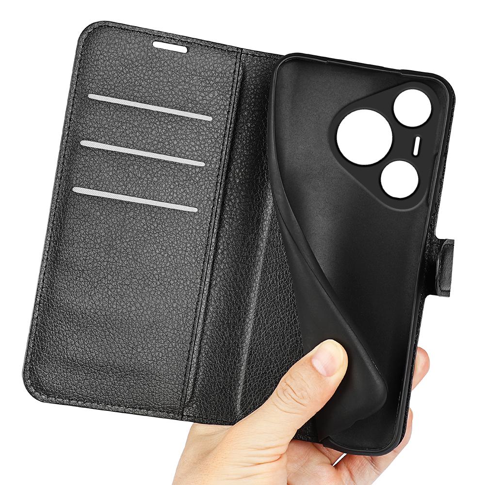 For Huawei Pura 70 Wallet Case with Card Holder Litchi Texture Leather Phone Cover